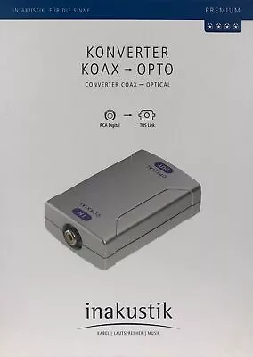 Inakustik Premium Konverter Koax > Toslink; 230V AC, UVP 62,- €
