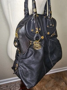 Bolso de Mano Y2K JUICY Couture Cuero Negro Suave Royal Hobo Holgado Latón Raro Usado en Excelente Condición - Imagen 1 de 19