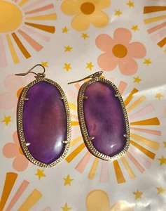 Kendra Scott Purple Agate Gold Danielle Earrings Vintage Rare - Picture 1 of 1