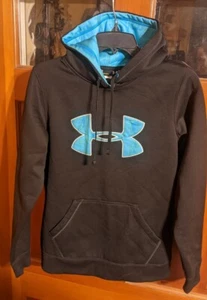 Under Armour Damen Medium M schwarz Pullover Hoodie türkis Batik blau grün Logo - Bild 1 von 6