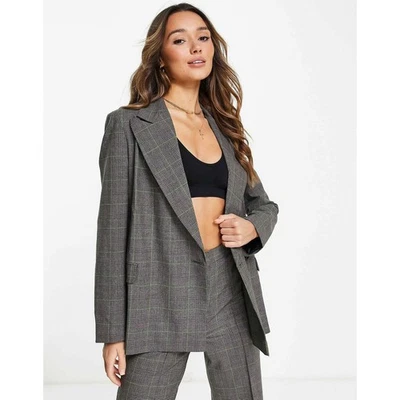 Blazer Topshop Nuevo con Etiquetas a Cuadros Talla 8 Marrón Preppy Gran Tamaño Mujer’s Chaqueta a Cuadros Nueva con Etiquetas Foto 1 de 4