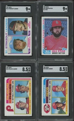 1982 Topps SGC 9 / 8.5 Lot (4) #'s 166 347 636 756 Sutter Rose Carlton Seaver + - Image 1 of 2