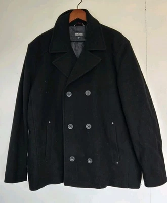 Kenneth Cole Coat Mens 2XL Black Wool Blend Double Breasted Old Money Winter - Image 1 of 4