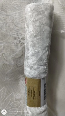Crafter's Square WHITE CRUSH VELVET 100% Polyester cut CRAFT FABRIC 18" x 21"  - Image 1 of 2