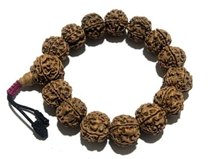 Genuino Grande Rudraksha mala Meditación Yoga Om Oración Pulsera Hindú 5 Mukhi - Imagen 1 de 3