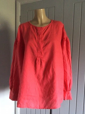 John Lewis Ladies 100% Linen Tunic Top Shirt UK 14 Collarless Long Sleeve - Image 1 of 4