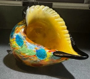 MUNDGEBLASENE MUSCHEL MUSCHEL SKULPTUR BOHO COSTAL MURANO INSPIRIERT LEUCHTENDE FARBEN - Bild 1 von 6