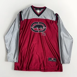 Y2K Vintage Ecko Unltd Football Jersey Long sleeve #72 Men Red / Metallic Read* - Picture 1 of 18