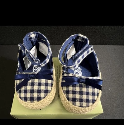 Teeny Toes Blue White Strap Checkered Walking Shoes Size 2 NWT ADORABLE - Image 1 of 4