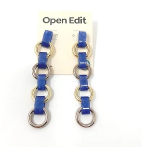 OPEN EDIT Link Drop Earrings In Blue Goldose Gold NEW - Picture 1 of 4