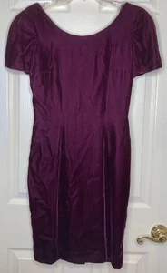 Vintage 1980’s women ANN TAYLOR maroon Velvet S/s Sheath Dress Sz 4 EUC - Picture 1 of 3