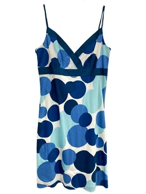 New Ann Taylor Women's 10 Blue White Polka Dot Lined A-Lined Flare Dress Spring - Image 1 of 4