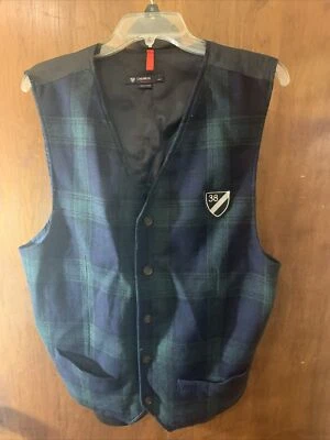 Daniel Cremieux Men’s Suit Vest L 90% Wool Tartan Blue Green Olive Plaid Madras - Image 1 of 4