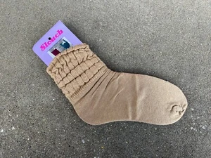 Vintage Mens SLOUCH Socks 100% Cotton Ribbed 80s 90s USA PRO Size 9-11 Beige - Picture 1 of 6