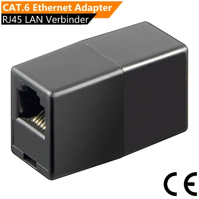 Netzwerk Kupplung Cat. 6 DSL LAN ISDN Netzwerkkabel RJ45 Verbinder Adapter Black - Bild 1 von 4