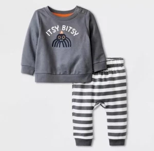 Neu mit Etikett Cat & Jack 2-teiliges Itsy Bitsy Spider Langarm Halloween Set - Gr. 6-9 Mos. - Bild 1 von 1