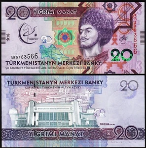 Banknote - 2017 Turkmenistan 20 Manat P39 UNC 5th Asian Indoor and Martial Games - Picture 1 of 1
