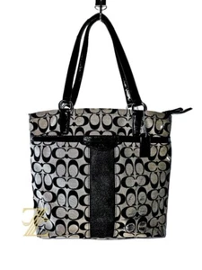 COACH✨ Signature Black 'C' Logo on Gray ✨Canvas & Leather ✨Excellent Condition - Picture 1 of 11