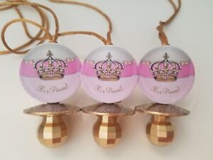 Princess Pacifier Necklace Baby Shower Game Favors 12 PINK GOLD Its a Girl Decor