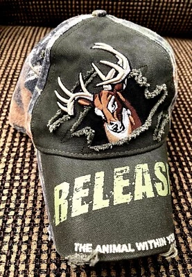RELEASE  The Animal Within You  Baseball Hat Cap Camo Embroidered Buck Wear - Image 1 of 4