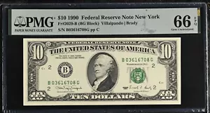 1990 $10 Federal Reserve Note Fr-2029-B New York PMG66 Gem EPQ - Picture 1 of 2