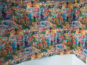 FUN AT THE  CARNIVAL SCENIC Print  Cotton Quilt Craft Fabric  19"X42" RARE   NEW - Picture 1 of 10