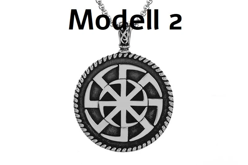 Halskette Sonnenrad  Kolovrat Medaillon Amulett slawisch keltisch Mythologie - Bild 1 von 4