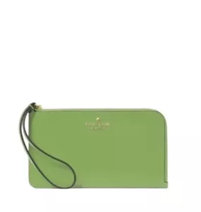 Portafoglio da polso Kate Spade New York Lucy Medium cerniera a L verde tartaruga nuovo - Foto 1 di 3