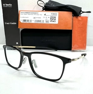 IC! BERLIN AKITO BLACK GOLD UNISEX EYEGLASSES METAL RX FRAME 53MM NEW - Picture 1 of 8