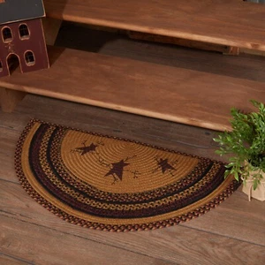 VHC Heritage Farms Star & Pip Jute Half Circle Rug 16.5x33~ Rustic/Primitive - Picture 1 of 9