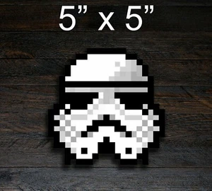 Star Wars Storm Trooper PIxel Retro Old School Premium Vinyl Sticker Car Decal  - Picture 1 of 1