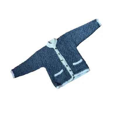 Vintage CCH Imports 100% Wool Gray Cardigan Handmade in Ecuador Mock Neck - Image 1 of 3