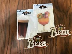 SET OF 4 BEER REFRIGERATOR MAGNETS ICE COLD BEER 3-1/2" ALL NEW HEAVY DUTY - Picture 1 of 4