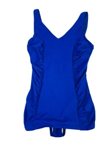VTG 80s Womens 12 Ruched Romper One Piece Bathing Suit Swim Suit Retro Pin-Up - Picture 1 of 10