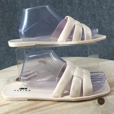 Sandalias de diseño Asos para mujer 9 gelatinas planas sin cordones blancas informales punta abierta Foto 1 de 4