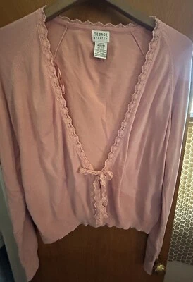 Cárdigan suéter mezcla seda George ribete encaje talla XL Foto 1 de 4