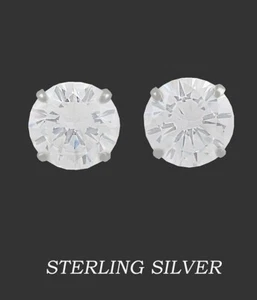 LAB CREATED 14.76 Cts WHITE SAPPHIRE STUD EARRINGS .925 SILVER - New With Tag - Picture 1 of 6