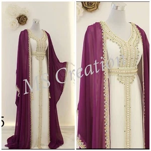 SALE Moroccan Kaftan Wedding Dress Arabic Party Wear Abaya Very Fancy Gown 464 - Picture 1 of 8