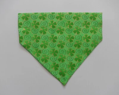 ST. PATRICK'S DAY GOLD FRAMED SHAMROCKS ON GREEN DOG SCARF/BANDANA--S, M, L - Image 1 of 3