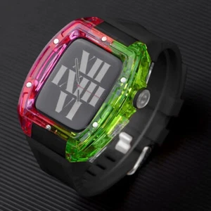 Band Transparent PC for Apple Watch Ultra2 9 8 7 6 Mod Kit Gradient Refit Case - Picture 1 of 26
