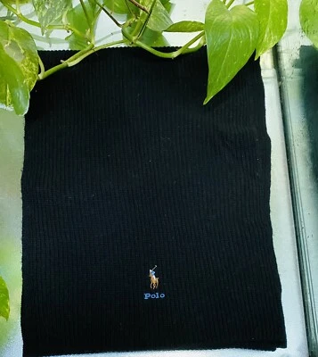 Шарф унисекс из акрила, нейлона и шерсти Polo Ralph Lauren черный. Совершенно новый. - Изображение 1 из 4