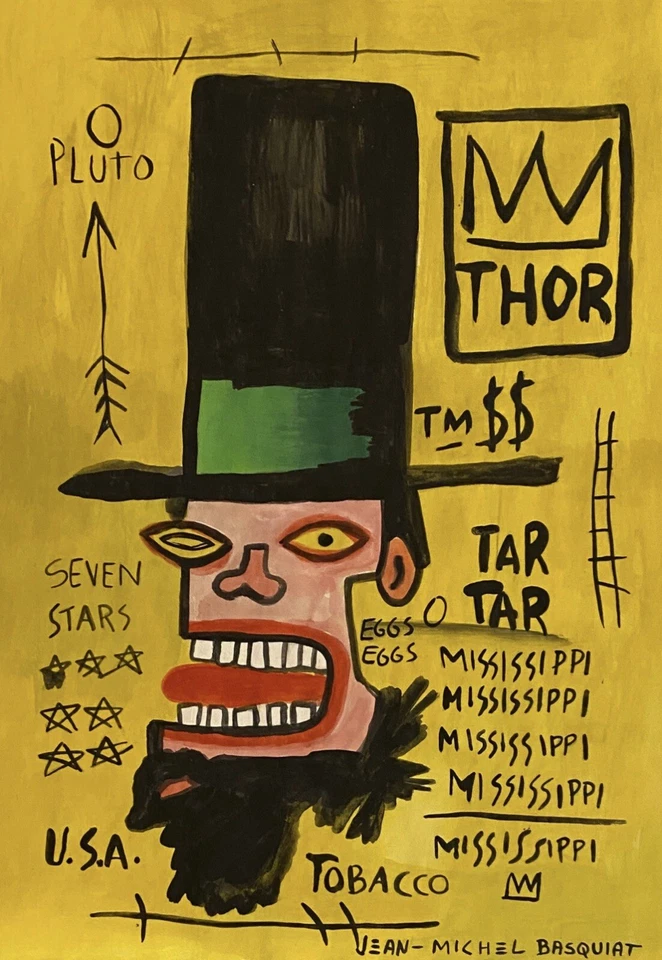 Jean Michel Basquiat, técnica mixta sobre papel, estilo de Foto 1 de 2