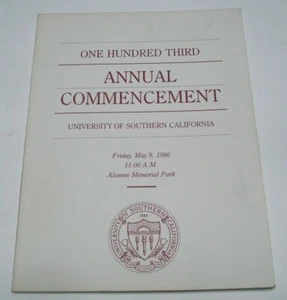 Sehr guter Zustand USC 103rd Cartement Book May 9, 1986 All Graduates Listed 120 Pages - Bild 1 von 5