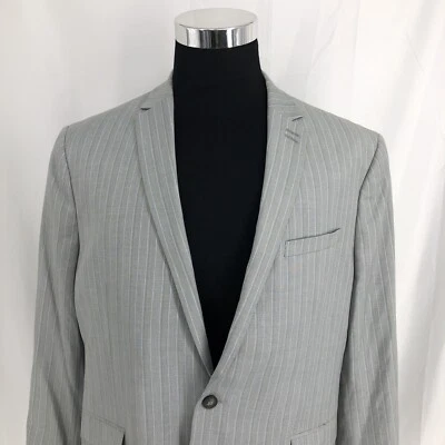 Topman Traje Chaqueta Blazer Ultra Ajustado Gris Rayas 44R Foto 1 de 4