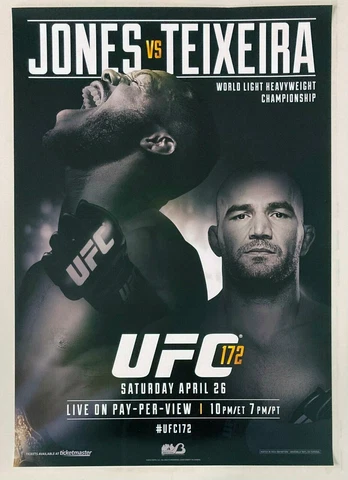 UFC 172 Event Poster, Jon Jones, Glover Teixeira, 27x39, Unsigned Cover
