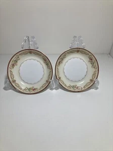 VTG Meito FLORAL China Hand Painted Gold Pink Fruit 5” Bowl JAPAN (Lot Of 2) - Picture 1 of 10