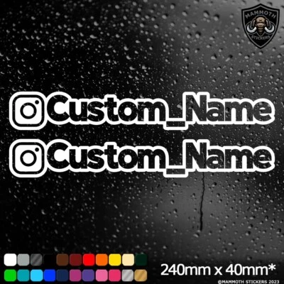 MAMMOTH STICKERS 2x Instagram Your Name Car Stickers Personalised Custom Decals Window JDM Bubble