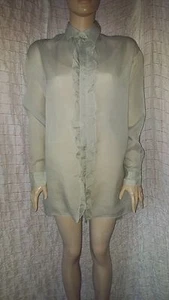 MARNI 100% silk semi sheer ivory glossy shirt size 44, XL-XXL - Picture 1 of 12