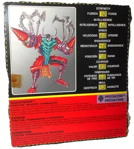 Transformers Beast Wars 1997 SCAVENGER File Card Tech Specs Canada French - Picture 1 of 1