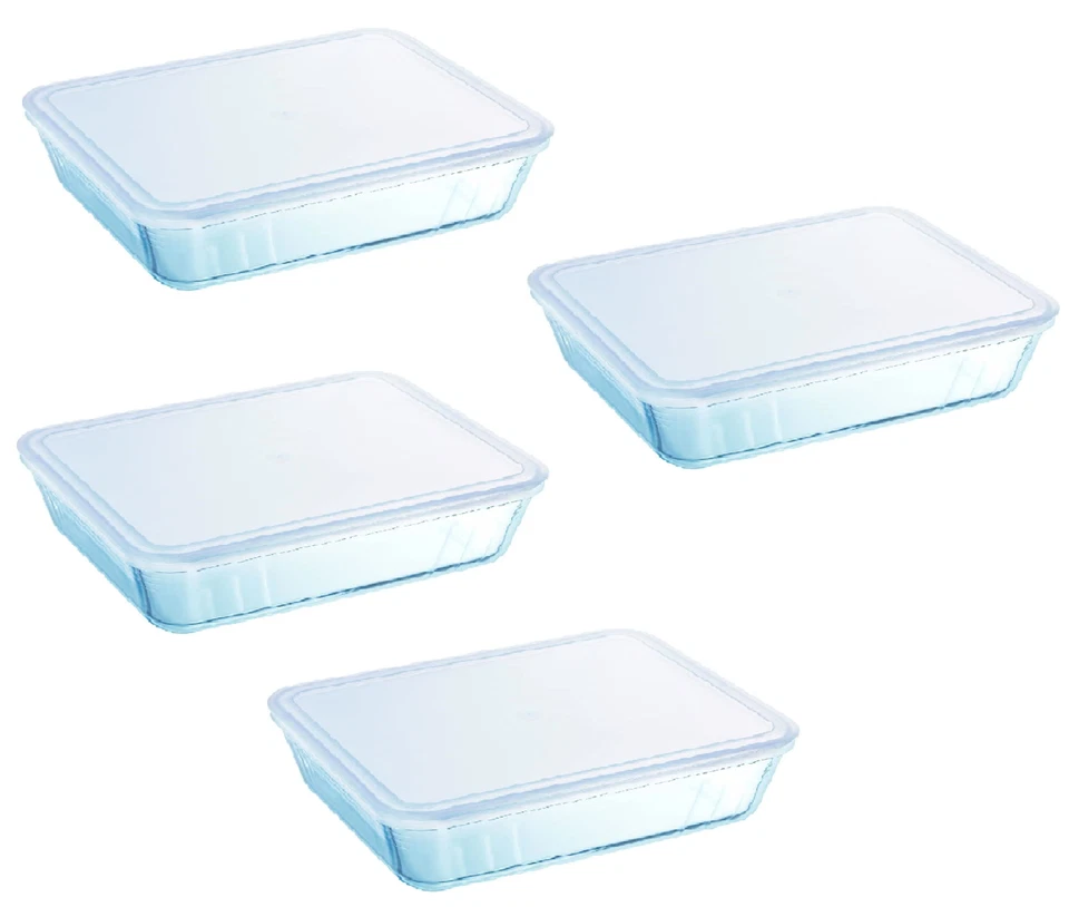 Pyrex Food Storage Glass Dish Cook & Freeze Rectangular with Lid 1.5L - 4Pcs - Image 1 of 4